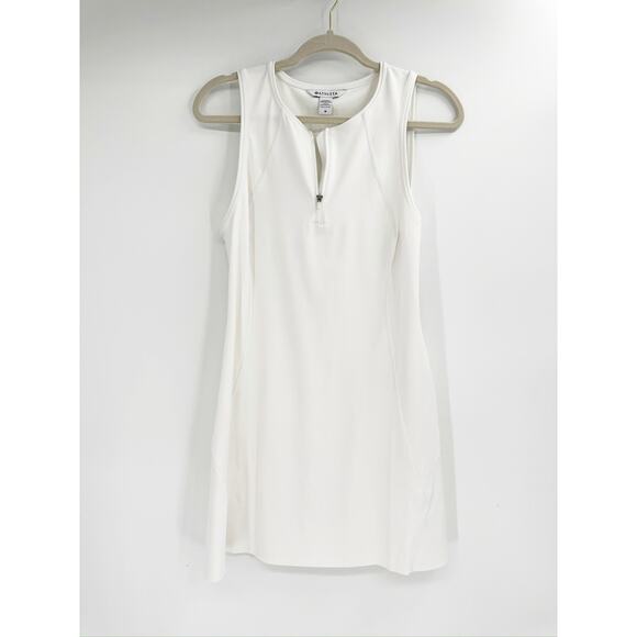 Athleta Ace White Sleeveless Tennis Athletic Sports Mini Dress Size Medium - Picture 2 of 5